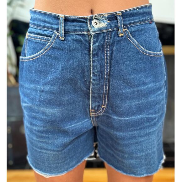 Vintage Jean Shorts, Brittania Cutoffs Medium Dark Wash, W27", USA 80s 90s Denim - Picture 2 of 9